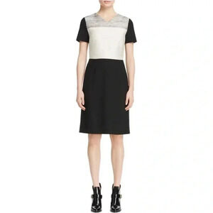 BOSS by Hugo Boss Dapena V-Neck Colorblock Black Sheath Dress Size 4